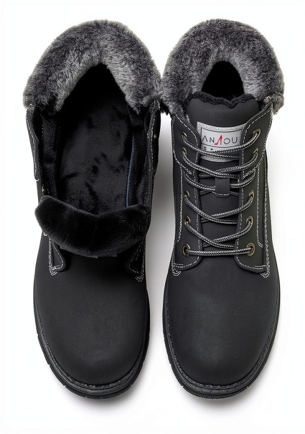 ANJOUFEMME Womens Hiking Snow Winter Boots Waterproof Ankle Boots-5