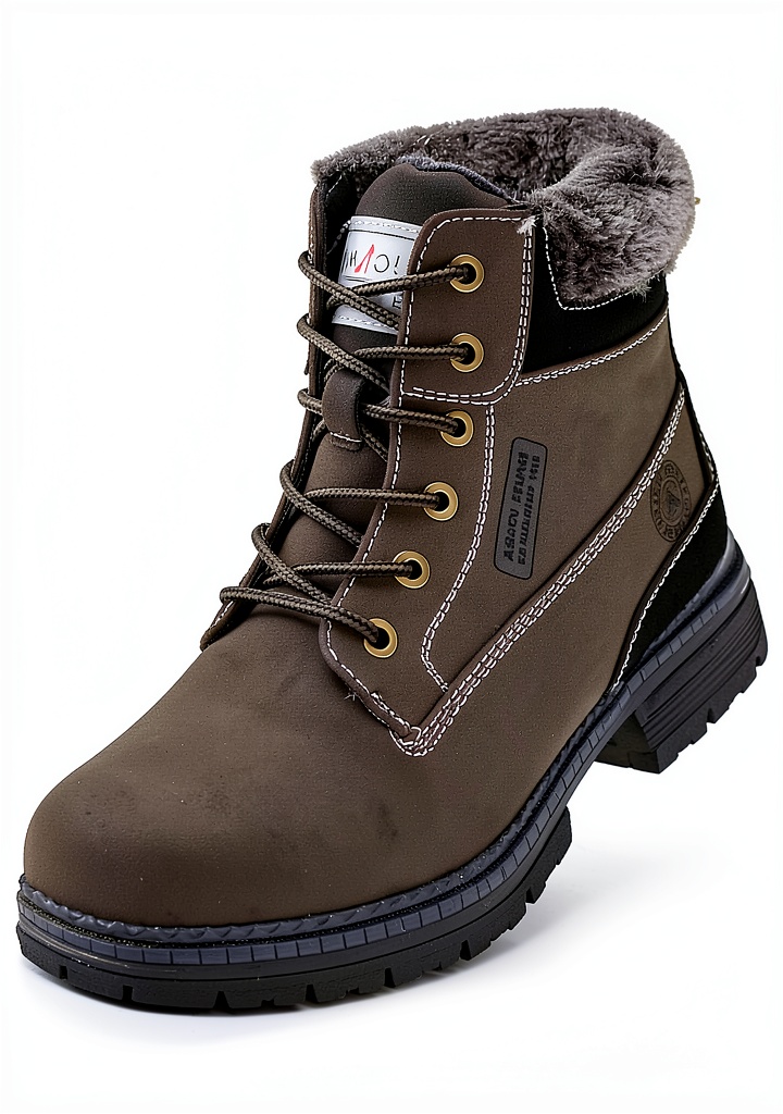 Real‑life context showing ANJOUFEMME Women's Hiking Snow Winter Boots being laced on a snowy trail