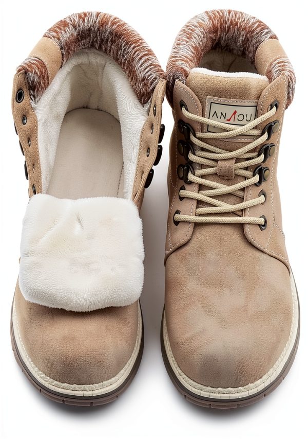 Women's Hiking Boots ANJOUFEMME Casual Winter Waterproof Laceup-5